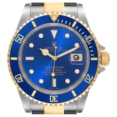 Rolex Submariner Blue Dial Steel Yellow Gold Mens Watch 16613 Box Papers