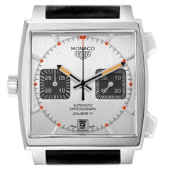 Tag Heuer Monaco Esfera plateada Edición limitada Acero Reloj caballero CAW211C Caja Tarjeta