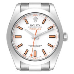 Rolex Milgauss White Dial Orange Markers Steel Mens Watch 116400