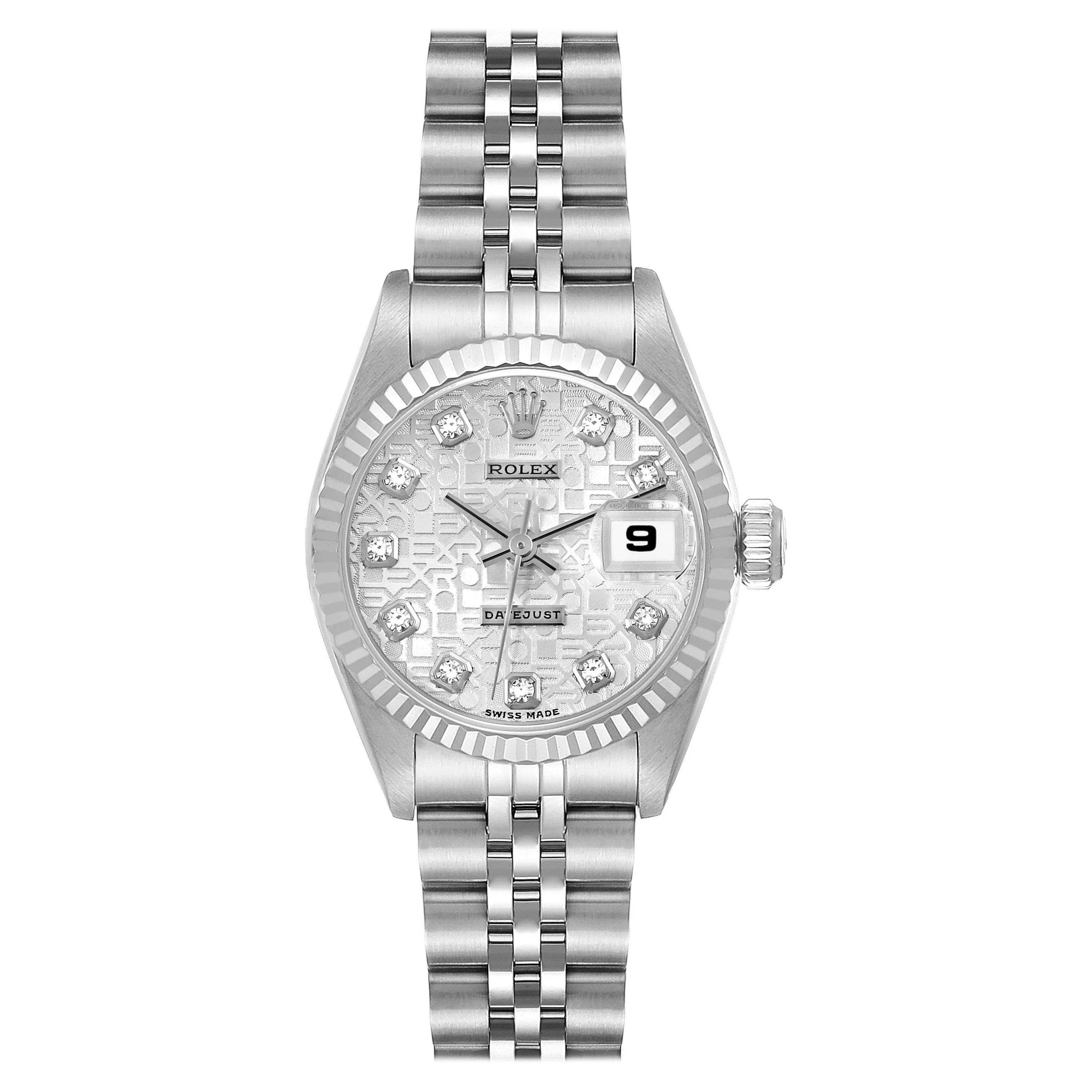 Rolex Datejust Steel White Gold Anniversary Diamond Dial Ladies Watch 69174