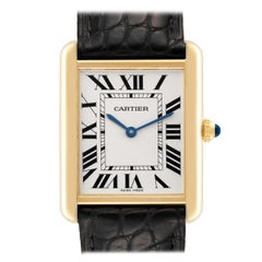 Cartier Tank Solo Large Yellow Gold Steel Mens Watch W5200004 Card