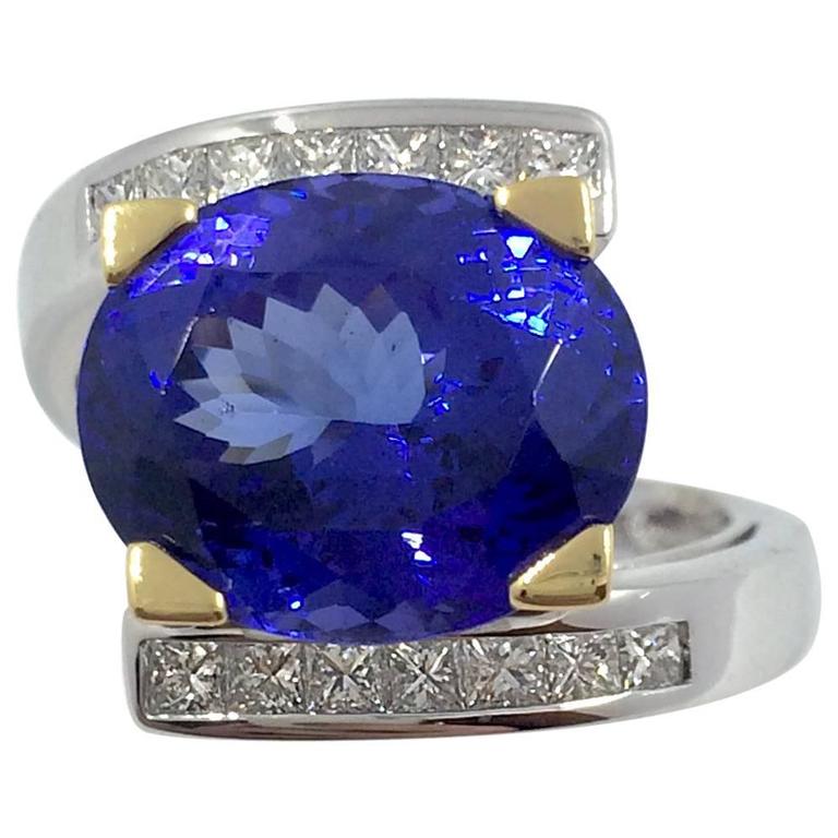 8.46 Carat Tanzanite Diamond Gold Ring at 1stDibs