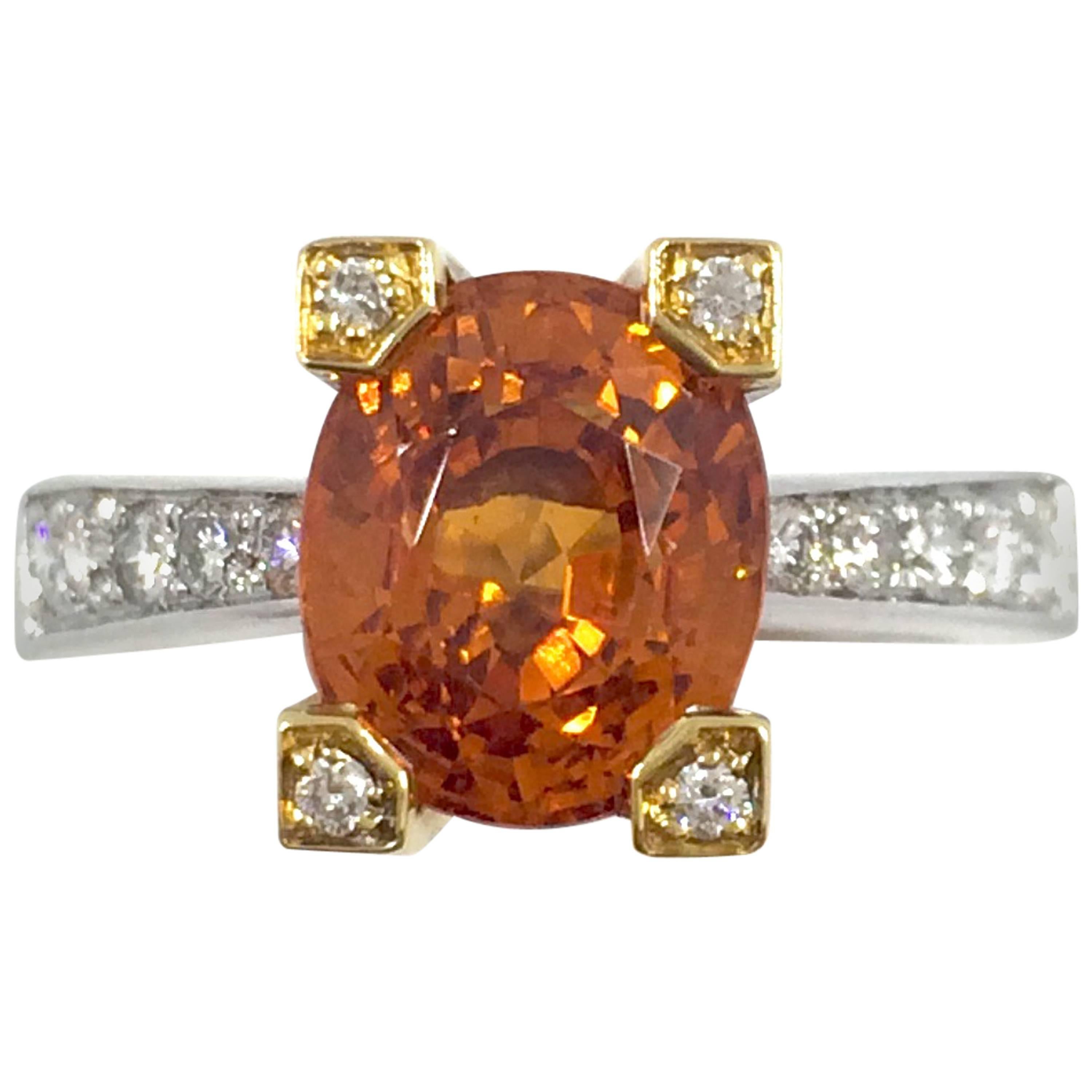 Garnet Diamond Gold Ring