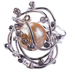 Pearl in a Cage Cocktail Ring