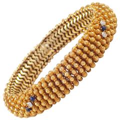 1960s  Lapis Lazuli  Diamond Gold Bracelet