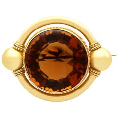 Broche victoriano de cuarzo ahumado y oro amarillo de 44,68 quilates