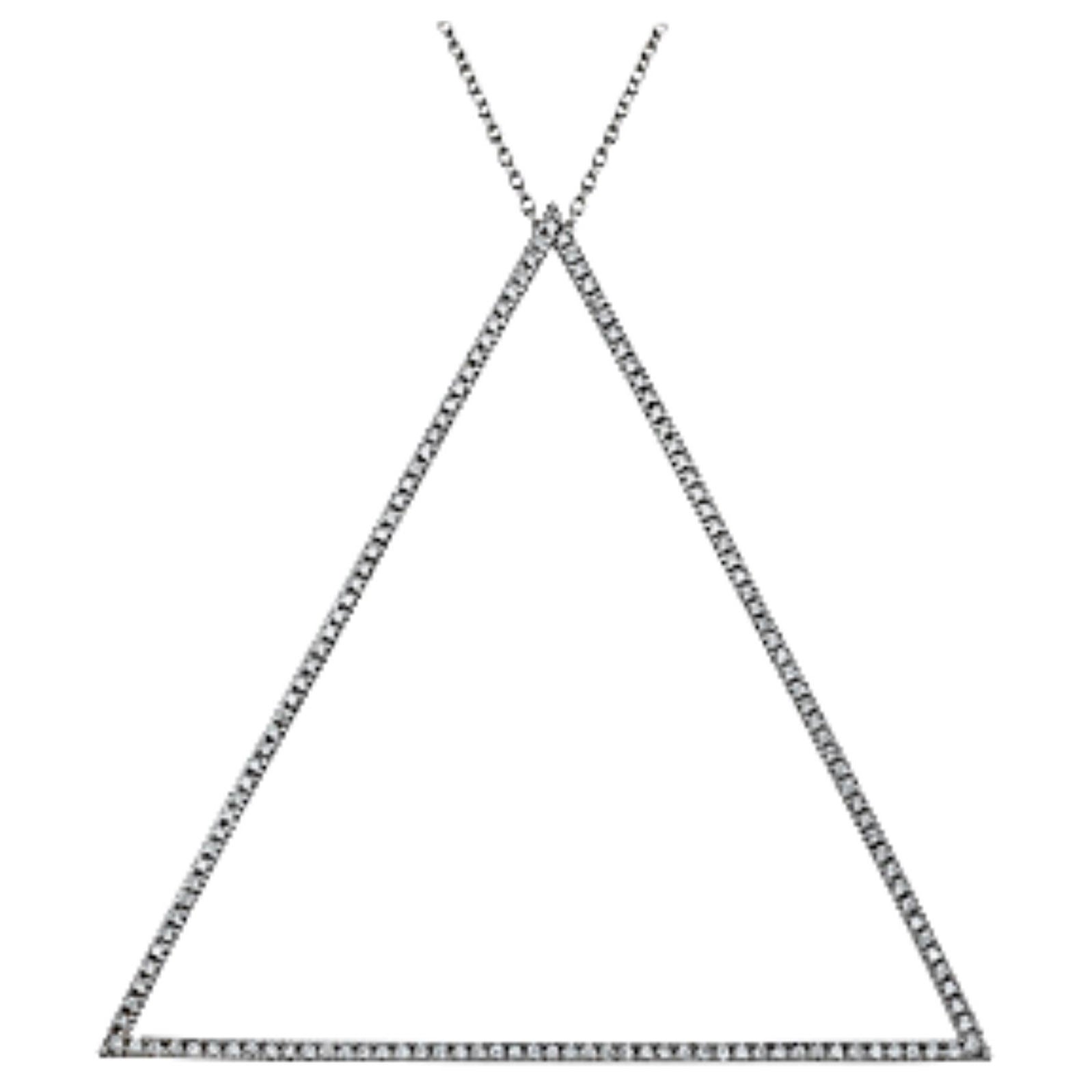 0.42ct "Big Love" Round Diamond Triangle Pendant in 18KT White Gold For Sale