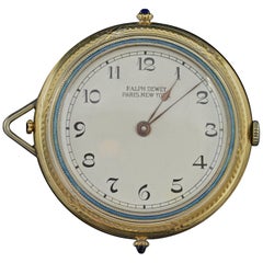 1920s Ralph Dewey Blue Enamel Gold Pocket Watch