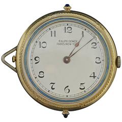 1920s Ralph Dewey Blue Enamel Gold Pocket Watch 4