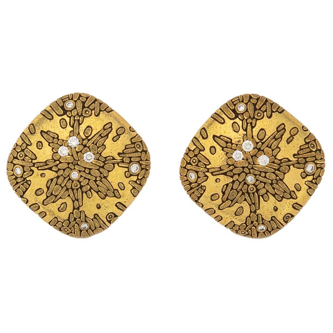 Alex Sepkus Gold and Diamond Earrings For Sale