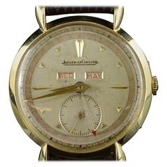 Vintage 1950s Jaeger LeCoultre Day / Date 36mm Gold Wrist Watch