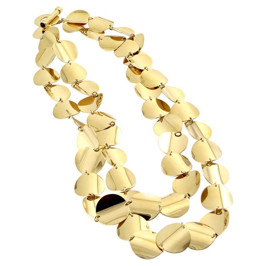 Roberto Coin Double Row Gold Disc Necklace For Sale