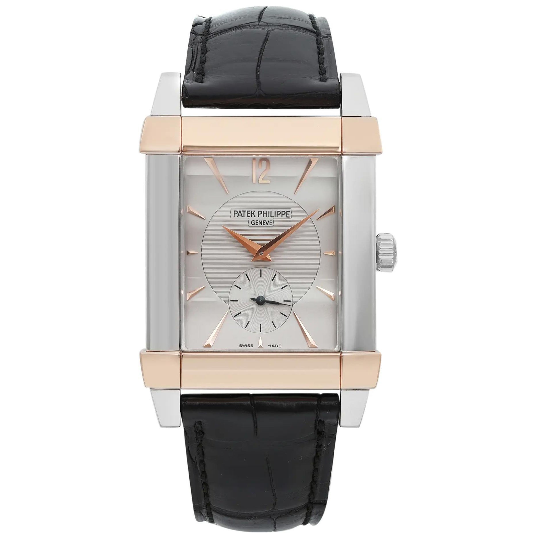 Patek Philippe Gondolo Platin 18k Rose Gold Silber Zifferblatt Hand Wind Uhr 5111PR im Angebot