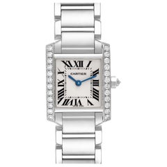 Cartier Tank Francaise White Gold Diamond Ladies Watch WE1002S3