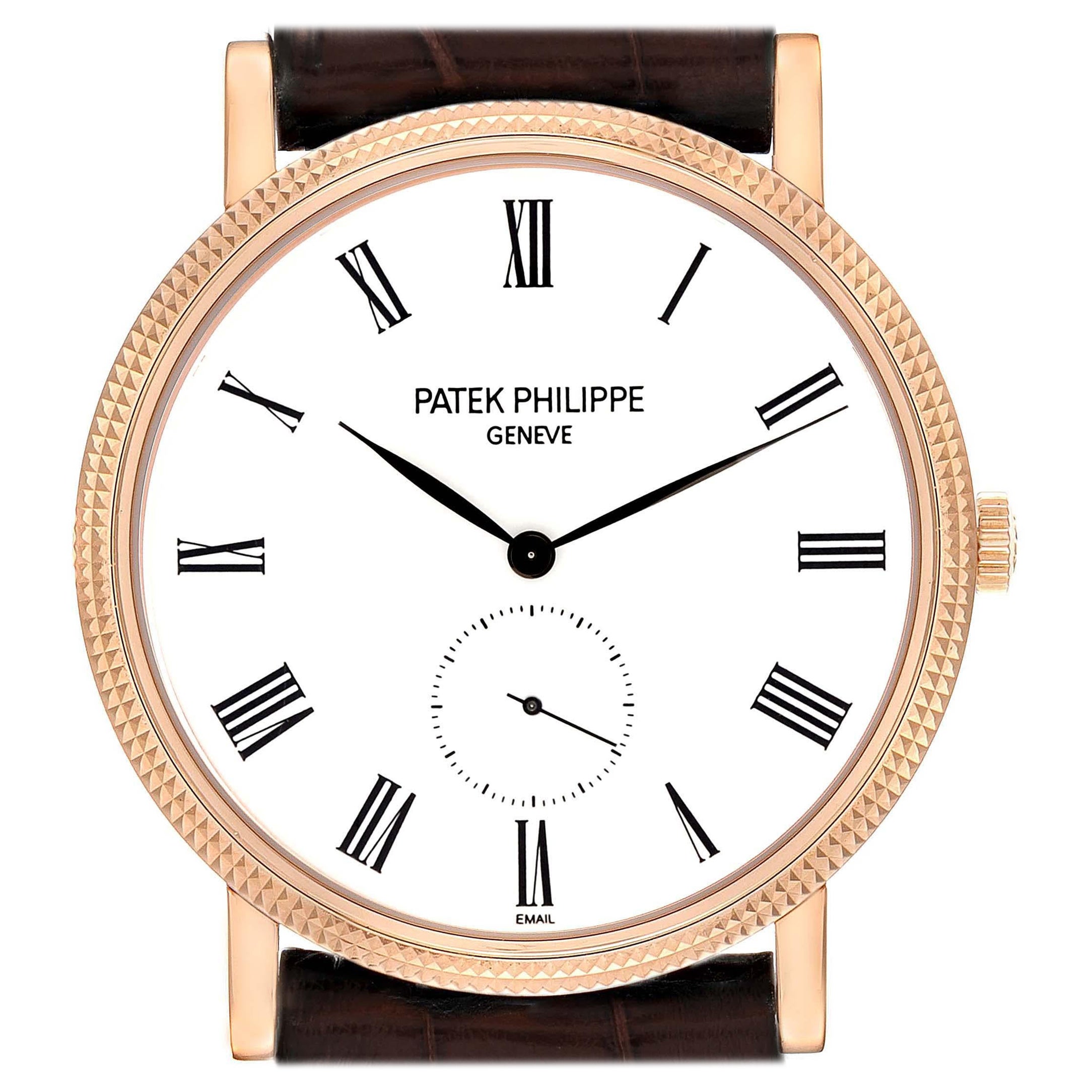 Patek Philippe Calatrava Rose Gold White Dial Mens Watch 5116