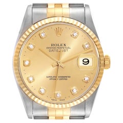 Rolex Datejust Diamond Dial Steel Yellow Gold Mens Watch 16233