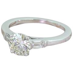 Mid Century 0.95 Carat Transitional Cut Diamond Engagement Ring
