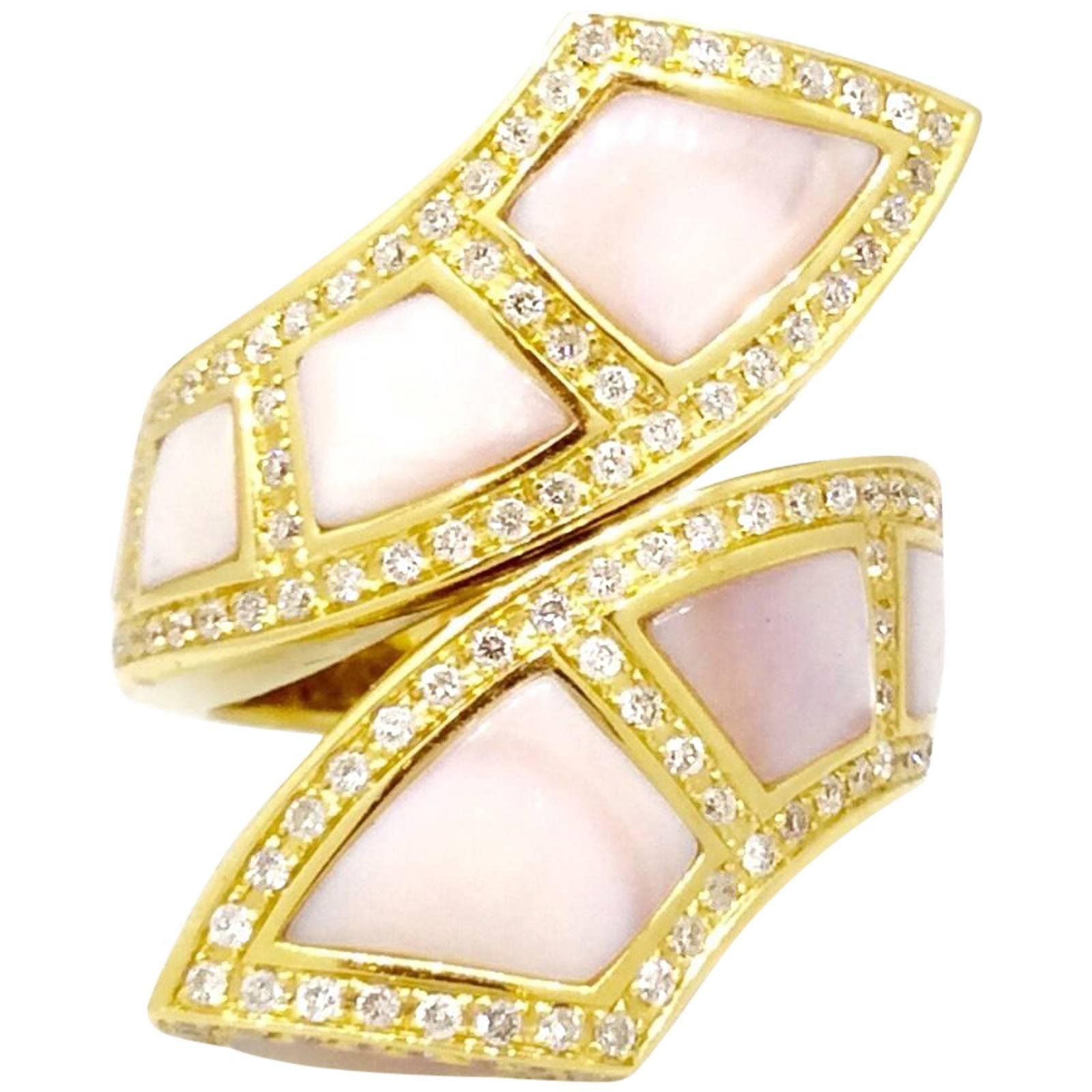 VICTORIA CASAL Diamond and Mother of Pearl  Wrap Ring 