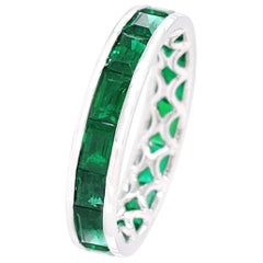 BENJAMIN FINE JEWELRY 3.02 cts Colombian Baguette Emerald 18K Eternity Band Ring