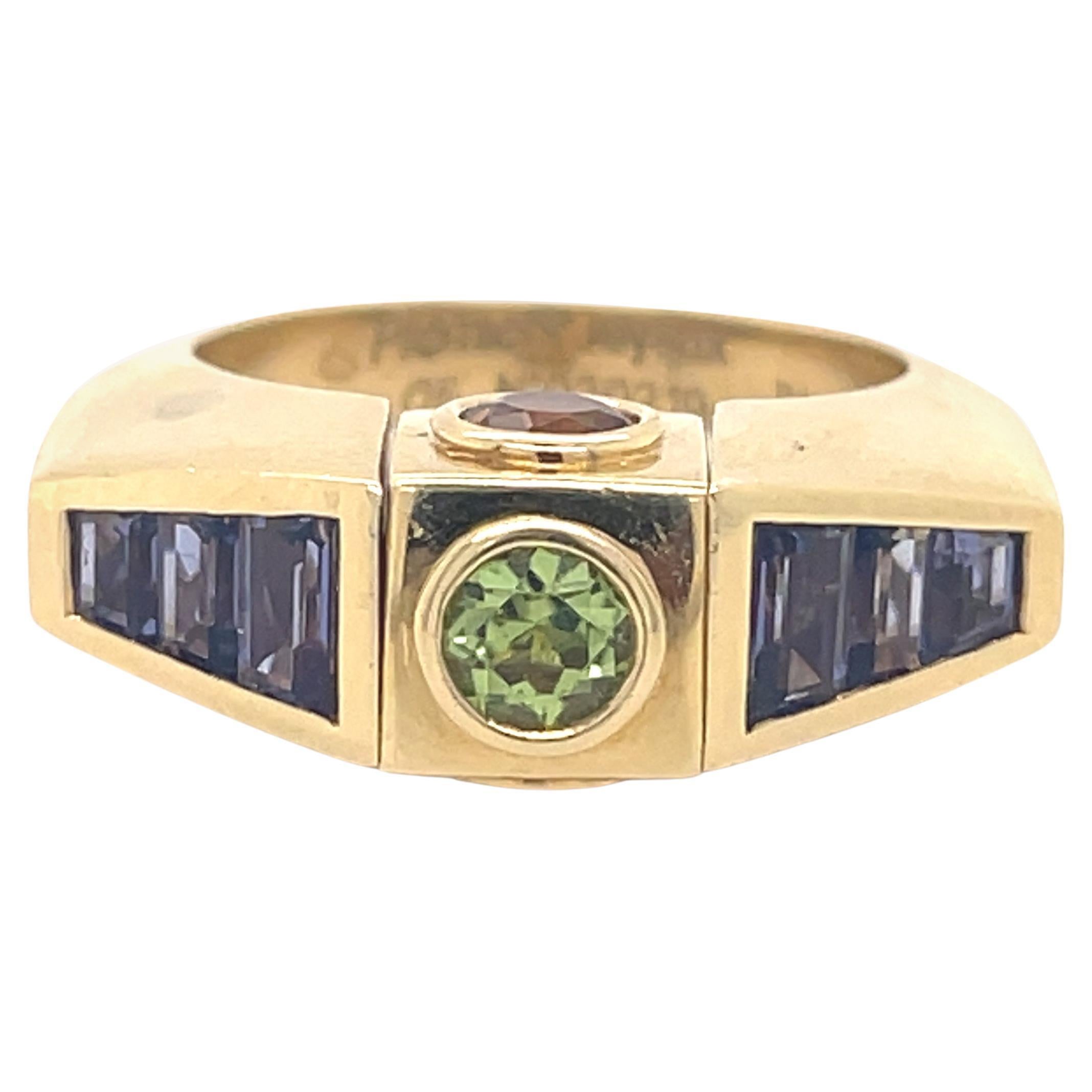 Octavia Premiers Joyaux Ring-Spinner Ring-Amethyst, Peridot, Citrine, Tanzanite For Sale