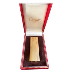 Vintage Les Must de Cartier Paris 18k Gold Plated Lighter, Circa 1980s