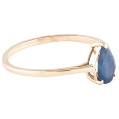 14K Saphir Cocktail Ring, Größe 6.75: Timeless Blauer Edelstein, Statement-Schmuck