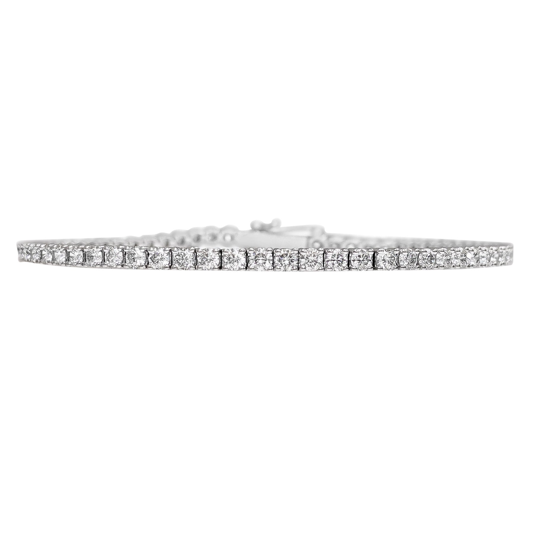 PAS DE RÉSERVE !  Bracelet tennis en or blanc 14 carats avec diamants de 4,02 carats IGI F - G VS