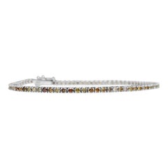 NO RESERVE! 2.10Ct Fancy Diamond Tennis Riviera - 14K White Gold Bracelet