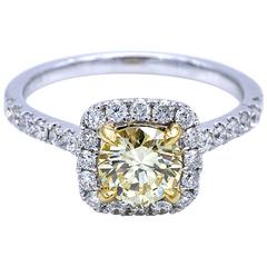 Fancy Light Yellow Halo Engagement Ring 2