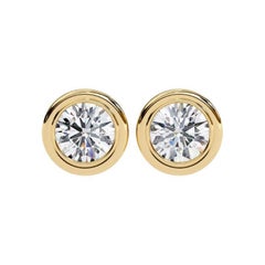 Vintage Diamond Bezel Stud Earrings 1/2 carat total weight 14k solid gold