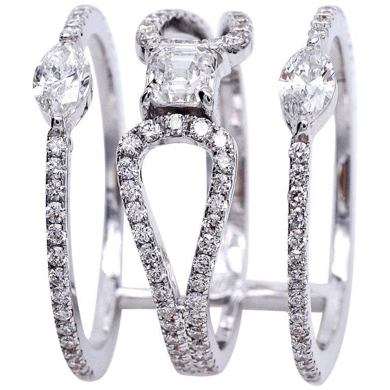 Modern Diamond Gold Ring For Sale at 1stDibs