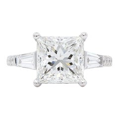 GIA Certified Princess Cut Diamond & 14k White Gold Engagement Ring 3.75ctw F/IF