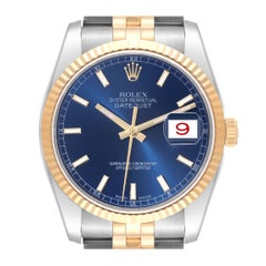 Rolex Datejust Steel Yellow Gold Blue Dial Mens Watch 116233