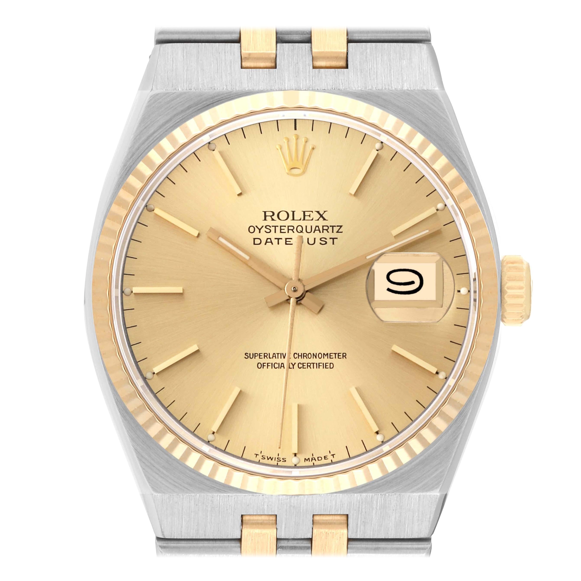 Rolex Oysterquartz Datejust Steel Yellow Gold Mens Watch 17013