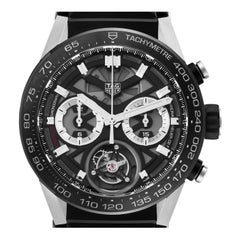 Used Tag Heuer Carrera Tourbillon Chronograph Titanium Mens Watch CAR5A8Y Box Card