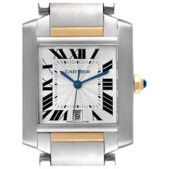 Cartier Tank Francaise Steel Yellow Gold Silver Dial Mens Watch W51005Q4