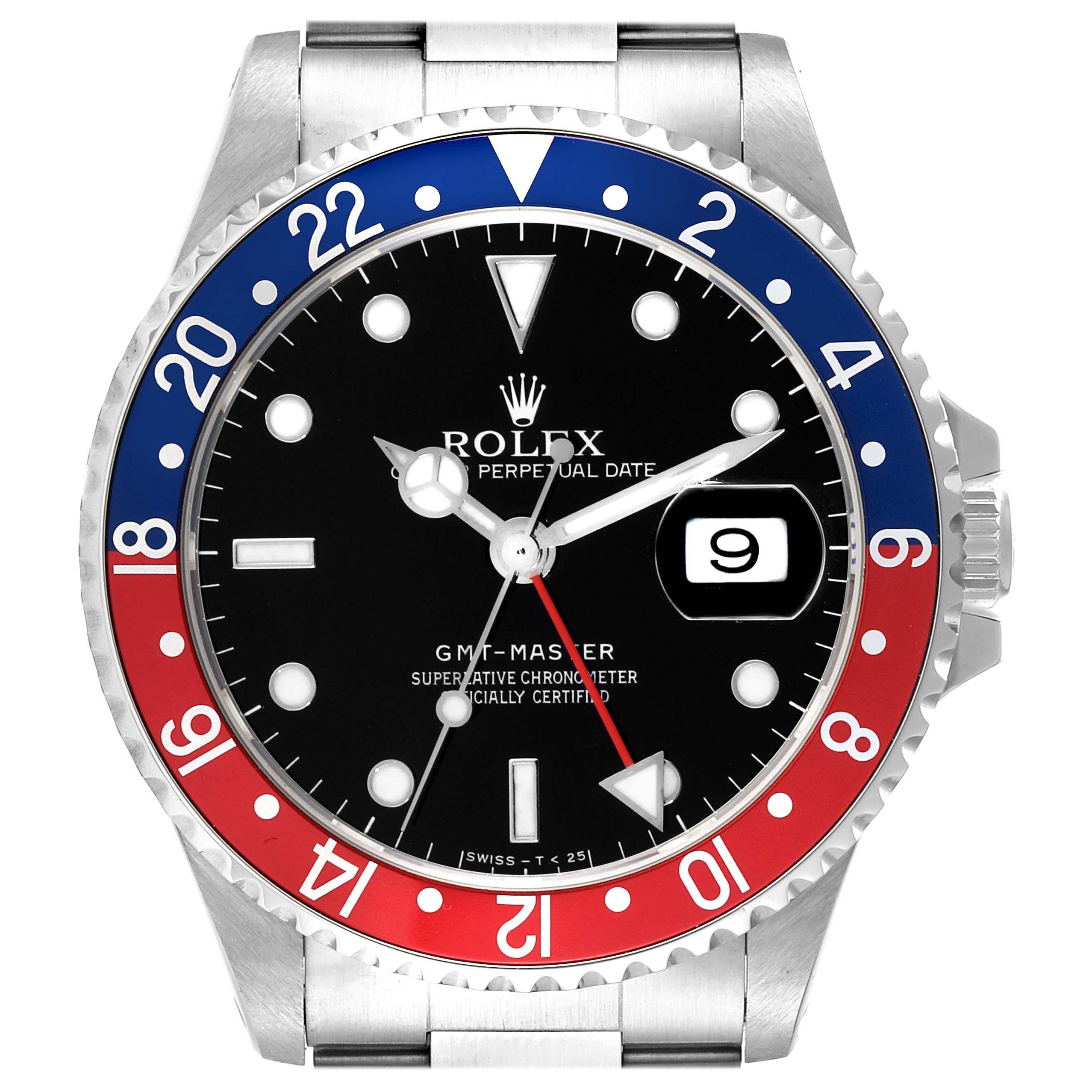 Rolex GMT Master 40 mm avec lunette Pepsi bleue et rouge, montre pour hommes 16700