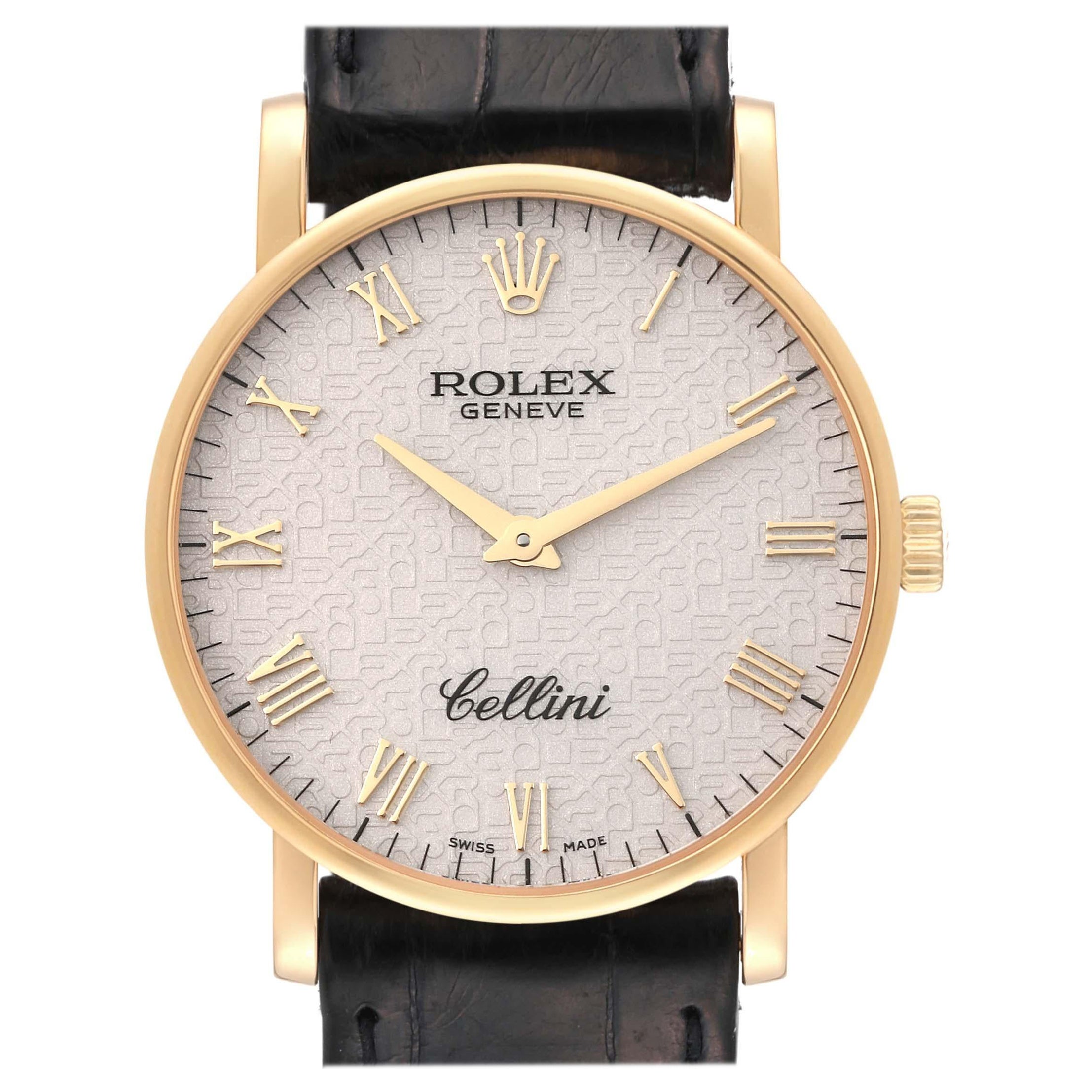 Rolex Cellini Classic Yellow Gold Ivory Anniversary Dial Mens Watch 5115 Card