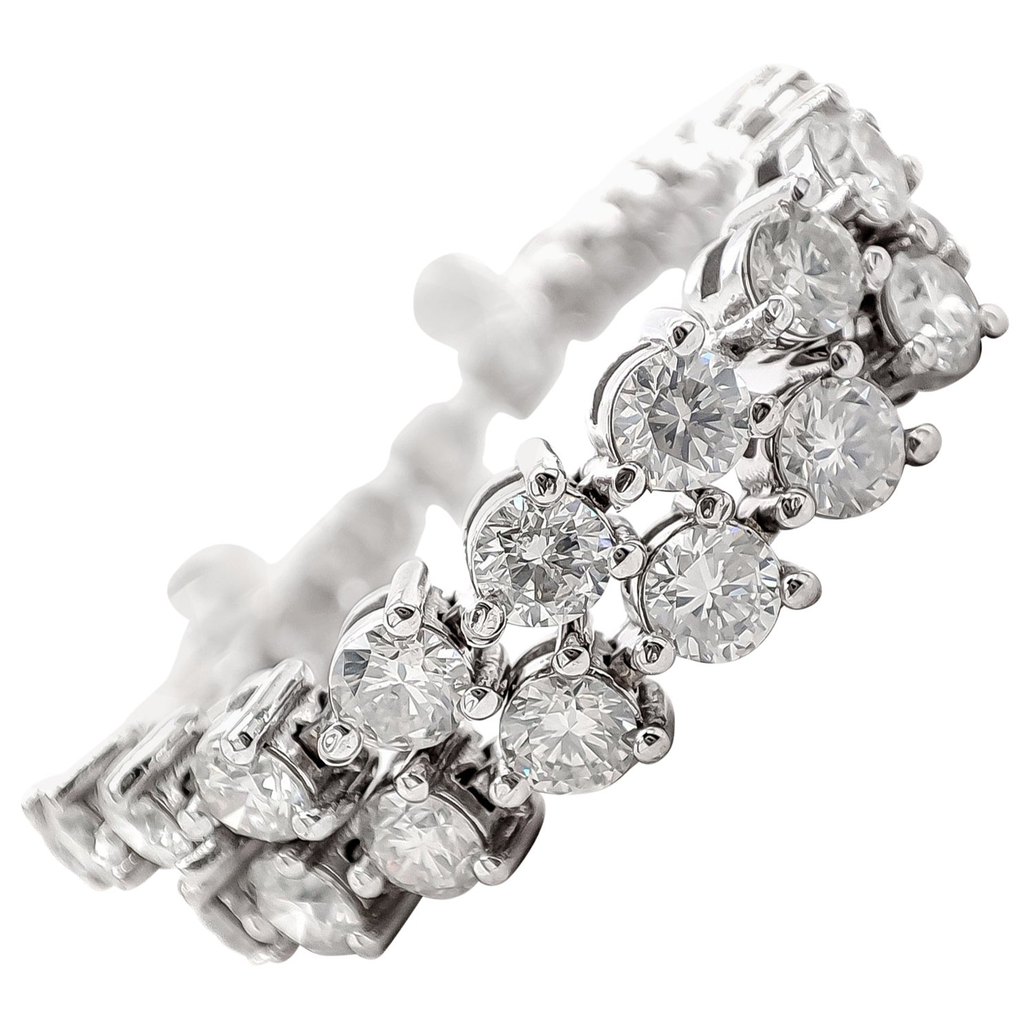 Bracelet en or blanc 14 carats avec diamants ronds de 5,50 carats D-F VVS - VS en vente