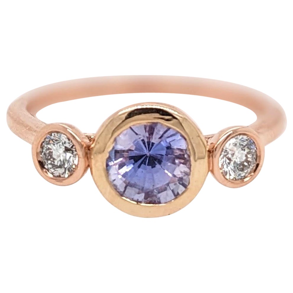 Tanzanite Ring w Natural Diamond Accents in 14K Rose Gold Round 6mm