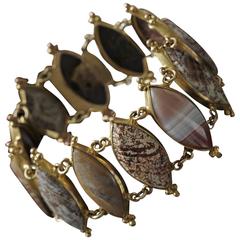Antique Early Victorian Agate and Pinchbeck Bracelet