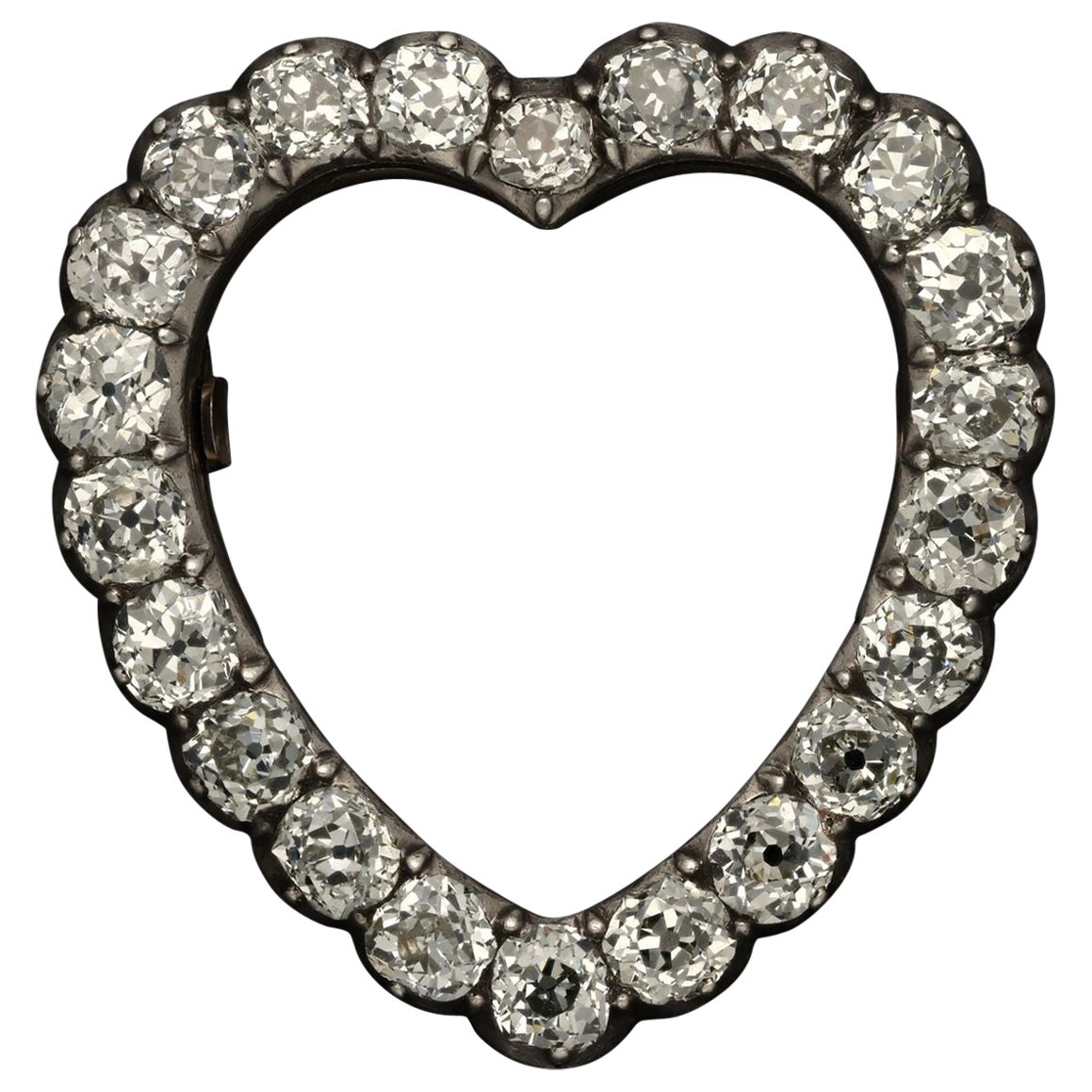 Georgian Old Cut Diamond Heart Shape Brosche CIRCA 1820