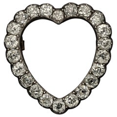 Georgian Old Cut Diamond Heart Shape Brooch Circa 1820