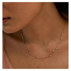 Dangling Natural Diamond Sprinkle Necklace 14k Solid Gold Necklace 18 inch