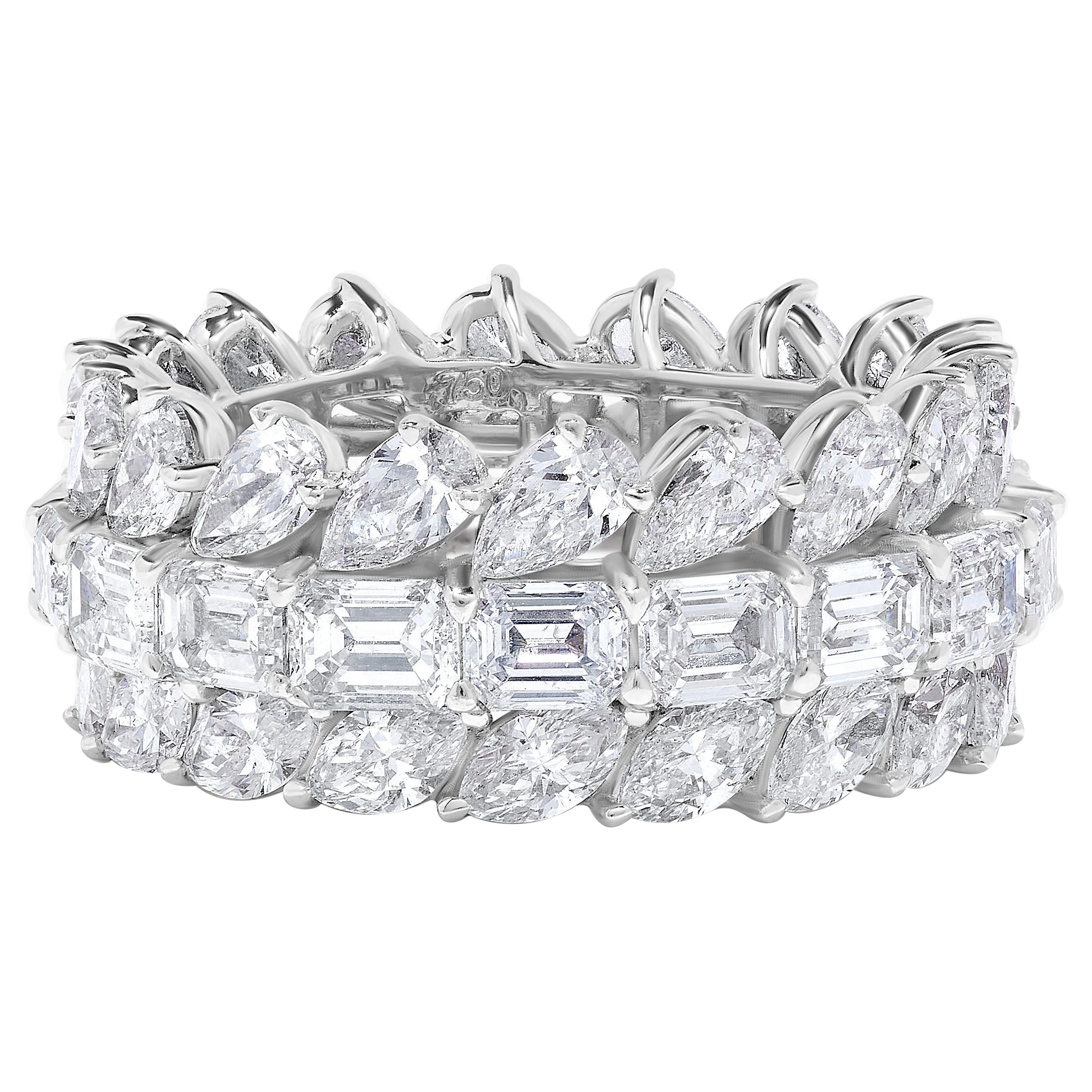 Natural White Emerald Diamond 11.15 Carat TW White Gold Eternity Band For Sale