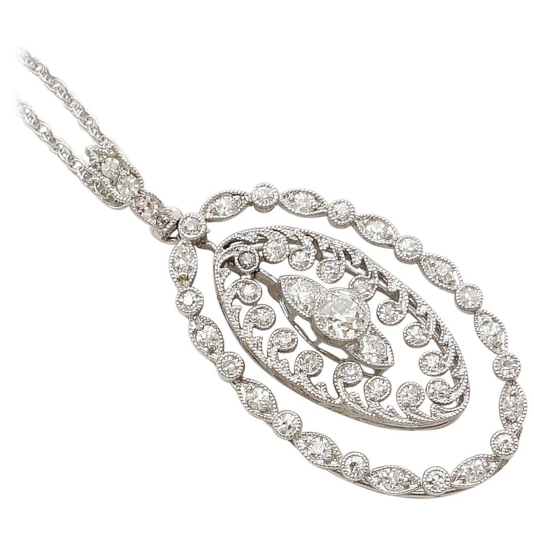 Cartier Edwardian Diamond Pendant Platinum Necklace
