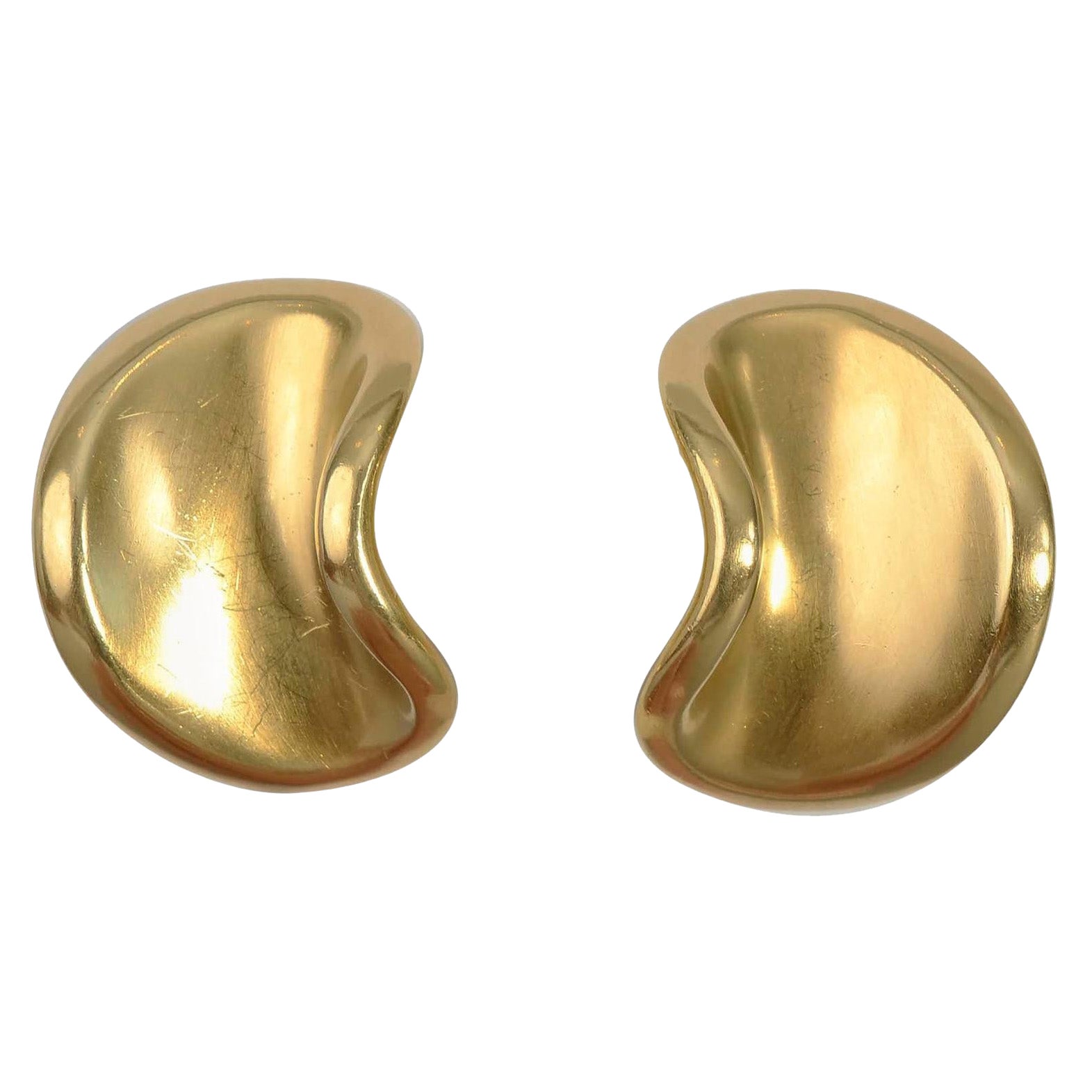 Angela Cummings Large Size Concave Lima Bean Shaped Gold Earrings For Sale