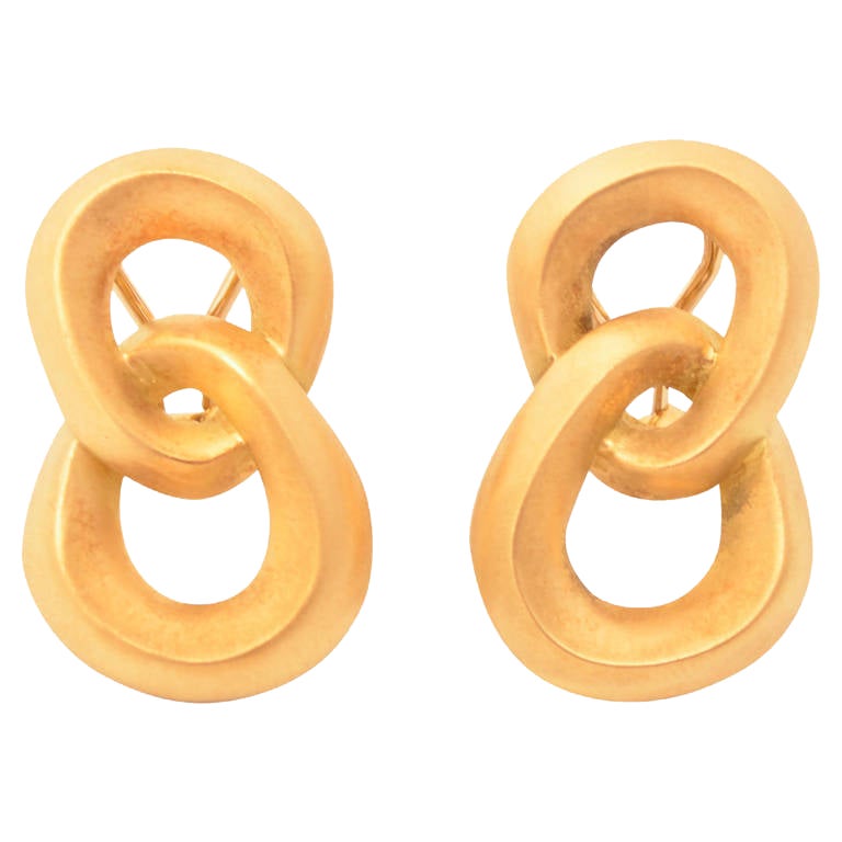 Angela Cummings Double Loop Gold Earrings For Sale