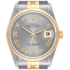 Rolex Datejust Slate Dial Steel Yellow Gold Mens Watch 16233