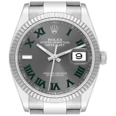 Rolex Montre Datejust en acier et or blanc avec cadran tennis pour hommes 126234 avec carte de boîte